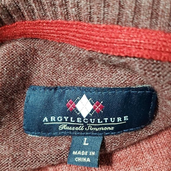 Argyle Culture by Russel Simmons Ombre Acrylic Sweater Red Men's Large - Picture 5 of 7